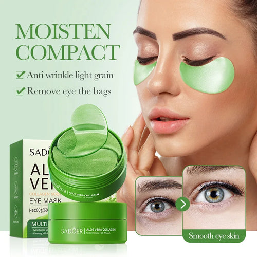 60 pçs/caixa aloe vera colágeno máscara de olho anti círculos escuros remover sacos de olhos hialurônico hidratante endurecimento remendos de olho cuidados com a pele