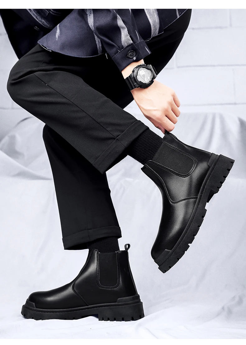 Botas de tornozelo tênis casuais sapatos casuais sapatos de couro masculino tênis mocassins esportes e lazer trabalho wear tênis de outono masculino