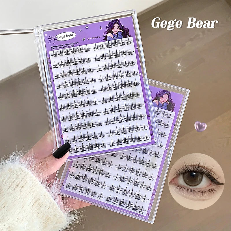 Gegebear cílios postiços sem cola, grande capacidade, girassol, natural, grosso, ondulação, cílios segmentados, adequados para uso diário