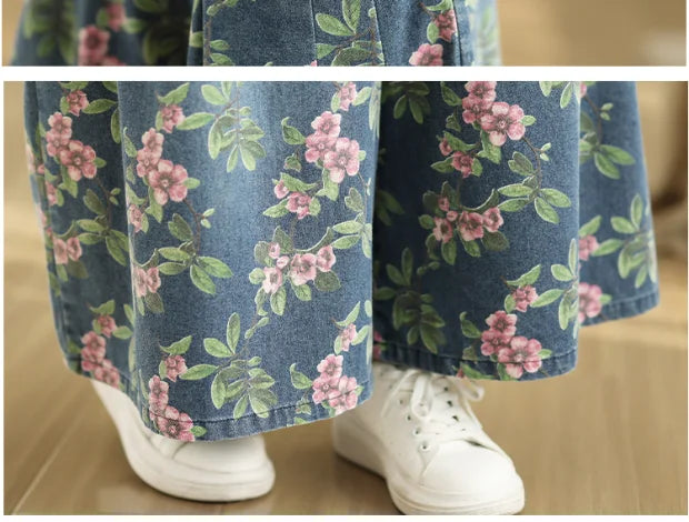 Calça Jeans Solta de Perna Larga Casual Versátil Estampada de Cintura Alta com Corte Reto para Verão e Primavera, Tamanhos ...