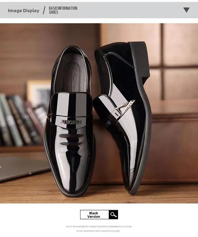 Sapatos de couro casuais de negócios masculinos casamento noivo estilo britânico altura aumentada verão respirável dedo do pé apontado calçados masculinos