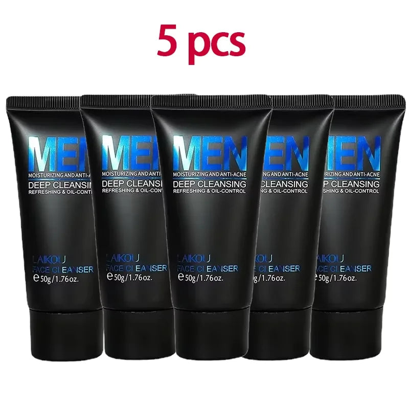 LAIKOU Limpador Facial Masculino 50g Limpeza Profunda Controle de Oleosidade Anti Acne Refrescante Hidratante Para Cuidados com a Pele Masculina