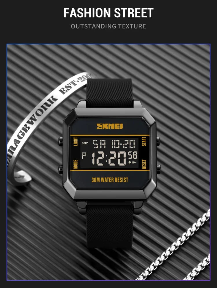 Skmei 2time led luz entusiasta jovem à prova dwaterproof água digital esporte relógios masculino data alarme nova moda relógio de pulso reloj hombre