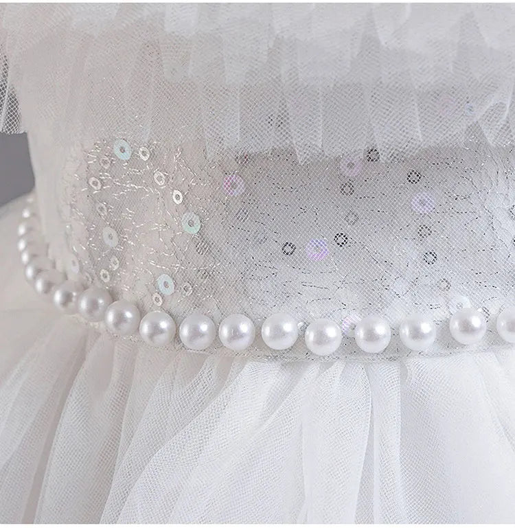 Moda cor sólida menina vestido de noite renda malha sem mangas vestido de festa para crianças menina verão crianças meninas vestido de festa 3-12years