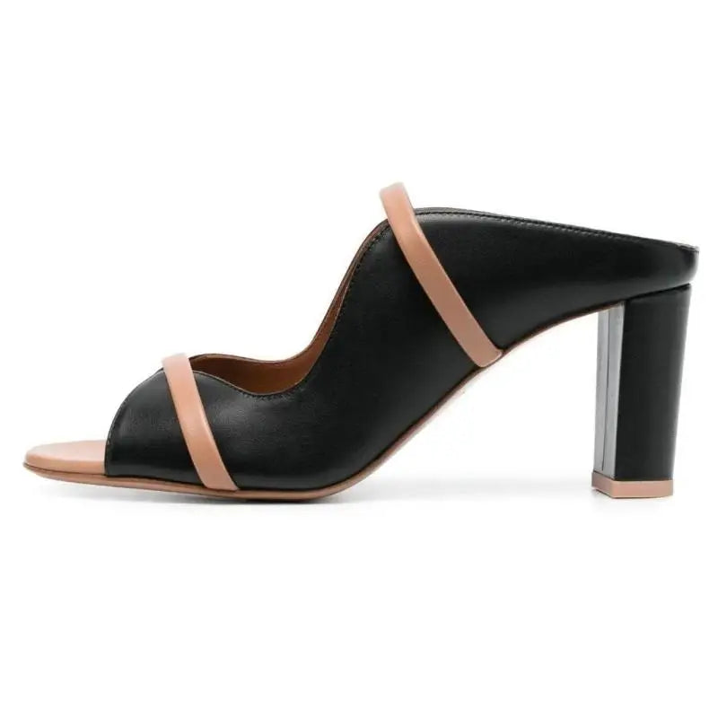 Sandálias Roma Open Toe para Mulheres, Banda Estreita, Salto Alto, Cor Sólida, Deslizamento Em Chinelos Ao Ar Livre, Sapatos Femininos Ocidentais, Nova Moda