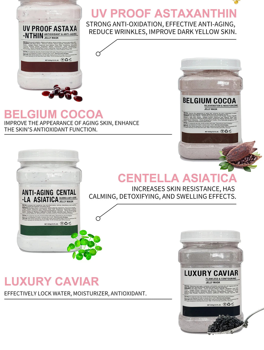 6 PCS Jelly Mask Powder Atacado 650G Máscaras Profissionais Salão de Beleza Use Produtos de Cuidados com a Pele Facial