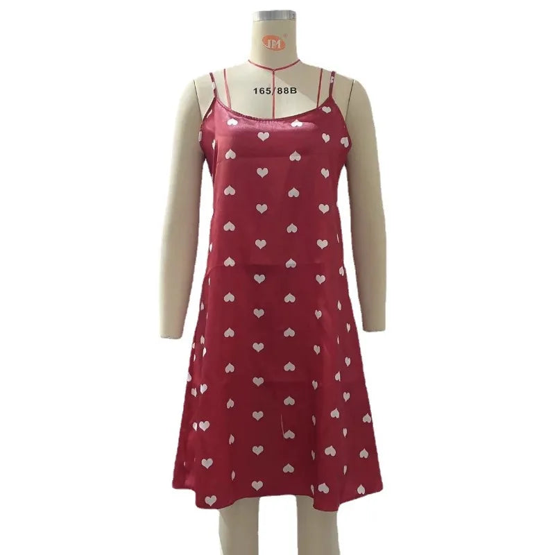 Pijamas femininos vestido plus size sem mangas estudante pijamas loungewear sexy suspensórios saias amor dos desenhos animados impressão homewear