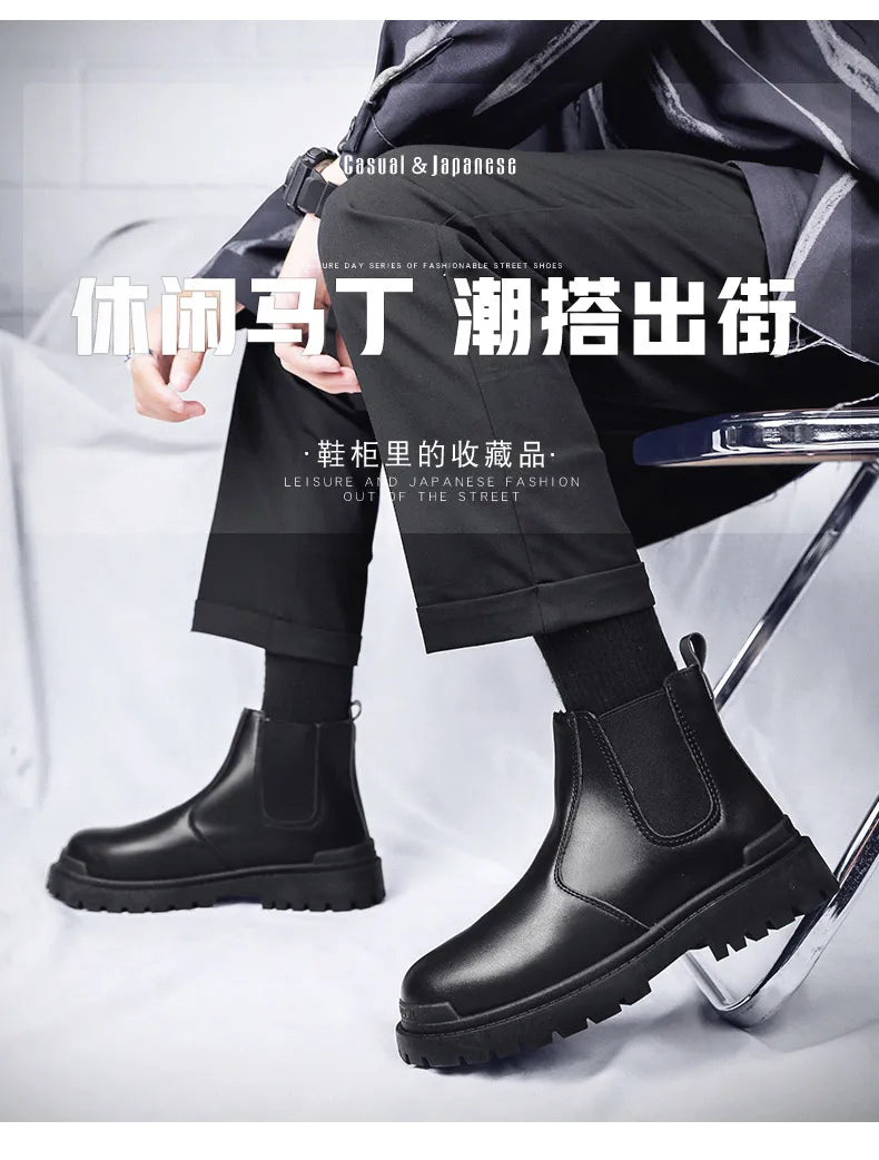 Botas de tornozelo tênis casuais sapatos casuais sapatos de couro masculino tênis mocassins esportes e lazer trabalho wear tênis de outono masculino