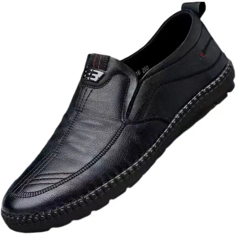 Homens mocassins de couro do plutônio antiderrapante andando apartamentos respirável ao ar livre deslizamento em sapatos casuais para trabalho masculino escritório condução sneakers2