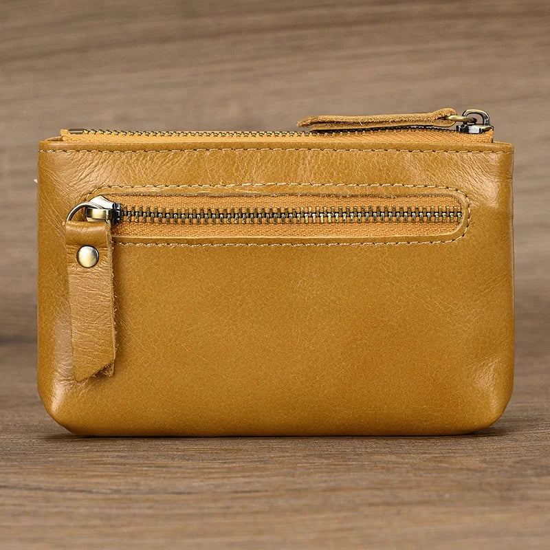 Luufan couro genuíno zíper moeda cartão bolsa de couro real rfid titular do cartão embreagem carteiras slots para homens mulheres mini bolsa fina