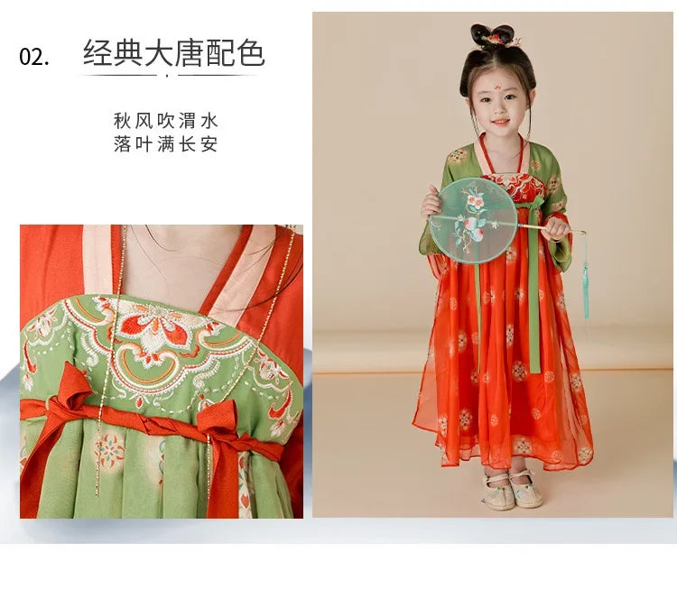 Traje de festa de verão vestidos da menina do vintage crianças roupas vestido casual bebê chinês hanfu cosplay crianças princesa meninas vestido