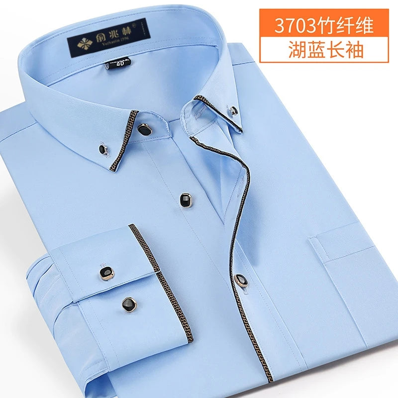 Nova chegada primavera comercial fácil cuidado camisa masculina oversize manga longa moda formal de alta qualidade plus size M-7XL8XL9XL