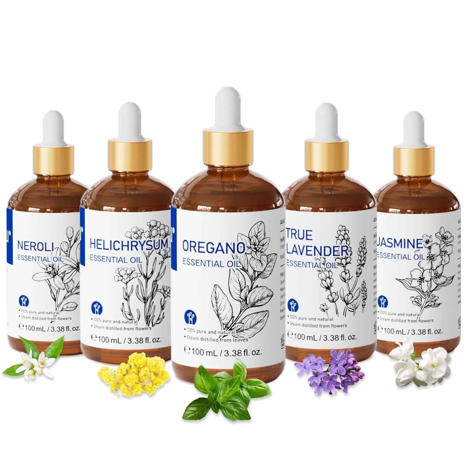 Série de óleos essenciais HIQILI 30ml, 100% natural de lavanda/limão/rosa/sândalo, adequado para umidificadores/velas perfumadas DIY