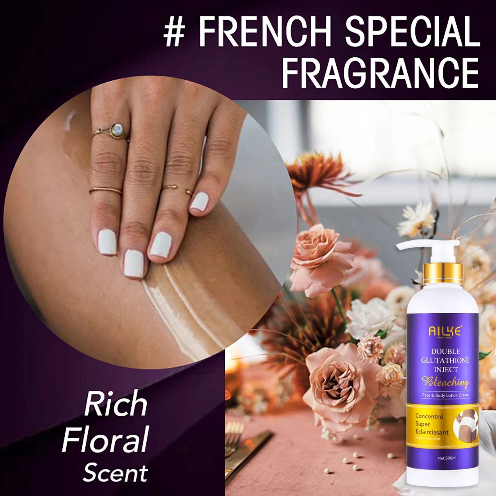AILKE Glutationa 5 em 1 Kit de cuidados com a pele feminina, com loção corporal, soro, creme para remoção de manchas escuras, creme corporal, sabonete iluminador