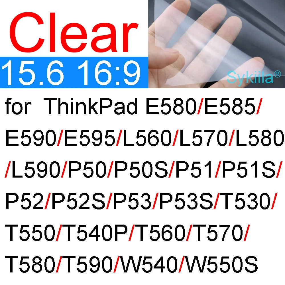Protetor de tela para lenovo thinkpad 15 x9 e15 l15 p15 t15 p1 p15s p15v t15g t15p aura x1 gen 4 hd filme de pele fosca transparente