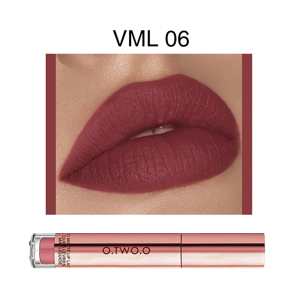 O.TWO.O 12 cores de alta qualidade veludo batom fosco lábios de longa duração maquiagem à prova d'água fácil de usar brilho labial líquido fosco