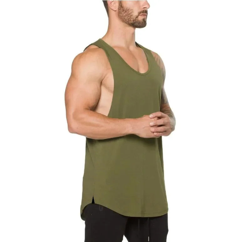 Marca roupas de ginástica algodão singlets canotte musculação stringer tanque superior dos homens camisa de fitness muscular caras sem mangas colete tanktop