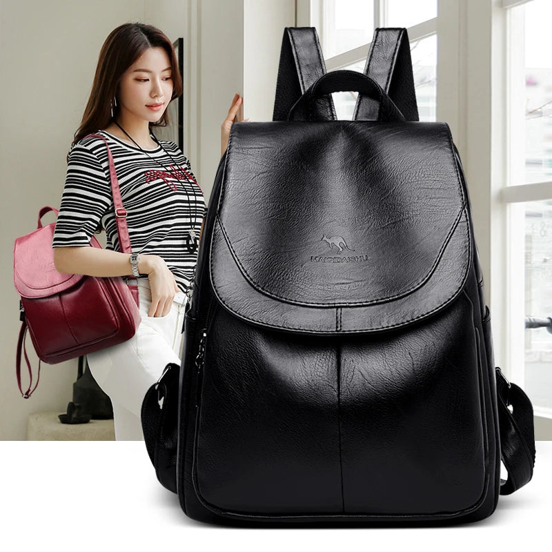 Mochilas de couro vintage para mulheres, bolsa escolar para meninas, mochila de viagem para senhoras, mochila feminina de alta qualidade, nova