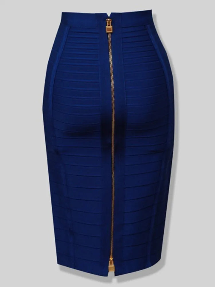 16 cores sexy sólido zíper laranja azul preto vermelho bandagem saia feminina elástica bodycon verão xl xxl lápis saias 58cm