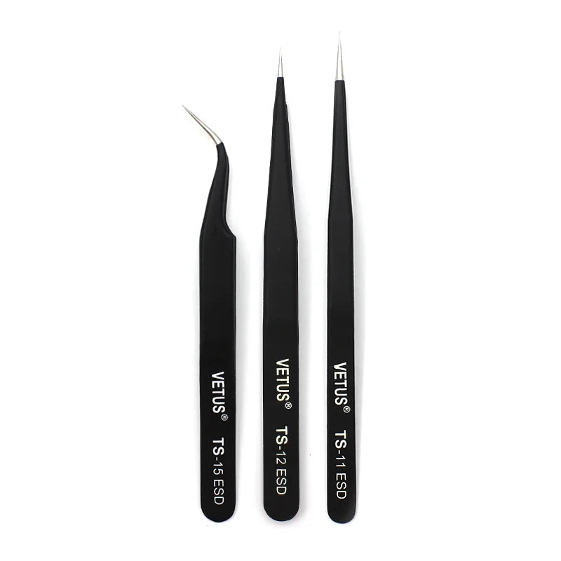 Veterus 100% marca antiestática esd pinças de aço inoxidável cílios compõem nipper artesanato ferramentas de maquiagem & acessórios