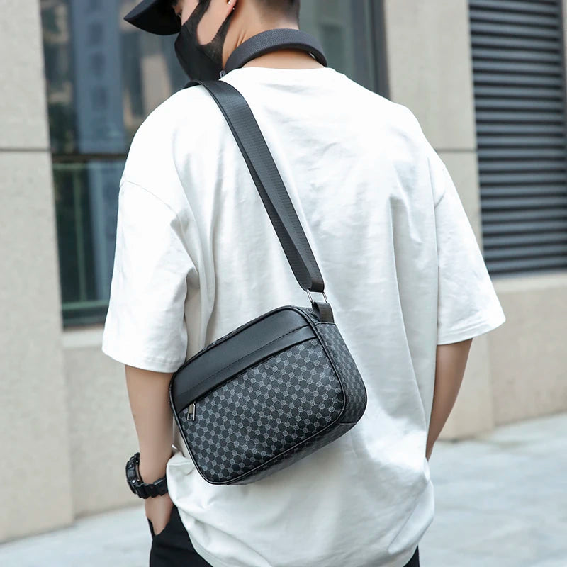 Bolsas de Ombro Casuais e Leves para Homens, Bolsa Mensageiro de Couro PU Macio, Bolsa Transversal Confortável com Alça Larga