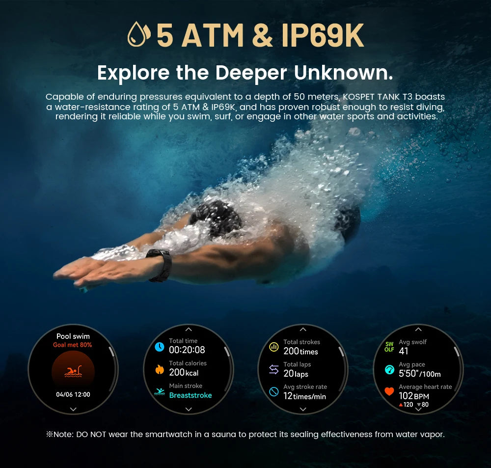 Original KOSPET TANK T3 Relógio Inteligente Para Homens Militar Smartwatch Mulheres Relógios de Fitness Digitais AMOLED AI Voz AOD Bluetooth