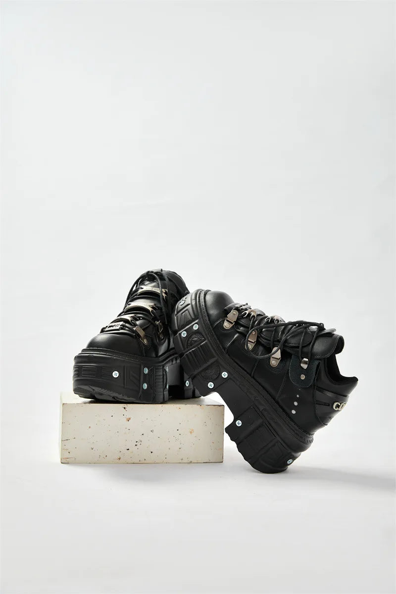 2025 nova plataforma escura feminina heavy metal personalidade goth tênis botas punk 8cm