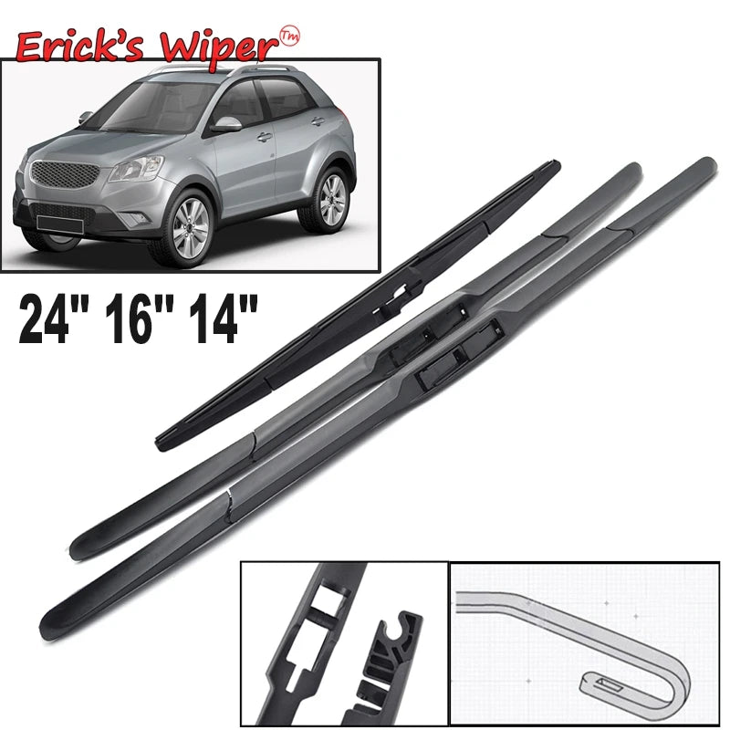 Erick's Wiper-Lâminas de limpador dianteiro e traseiro para SsangYong New Actyon Korando C 10-19 pára-brisa, janela para-brisa, 24 ", 16", 14"