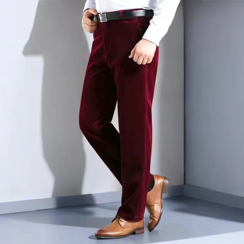 Calças de veludo soltas corredores homens de meia idade pai instalado no outono e inverno 2023 calças casuais masculinas para homem streetwear