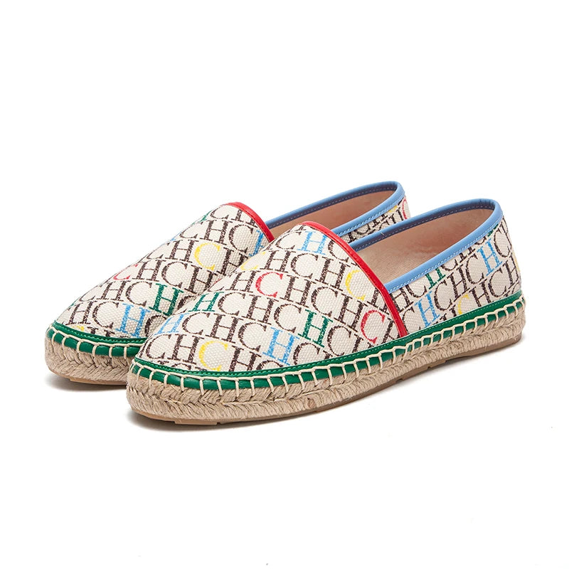 "Sapatos femininos planos casuais de lona com tecelagem tamanhos 36-41 adequados para viagens ao ar livre e roupas de praia para meninas"