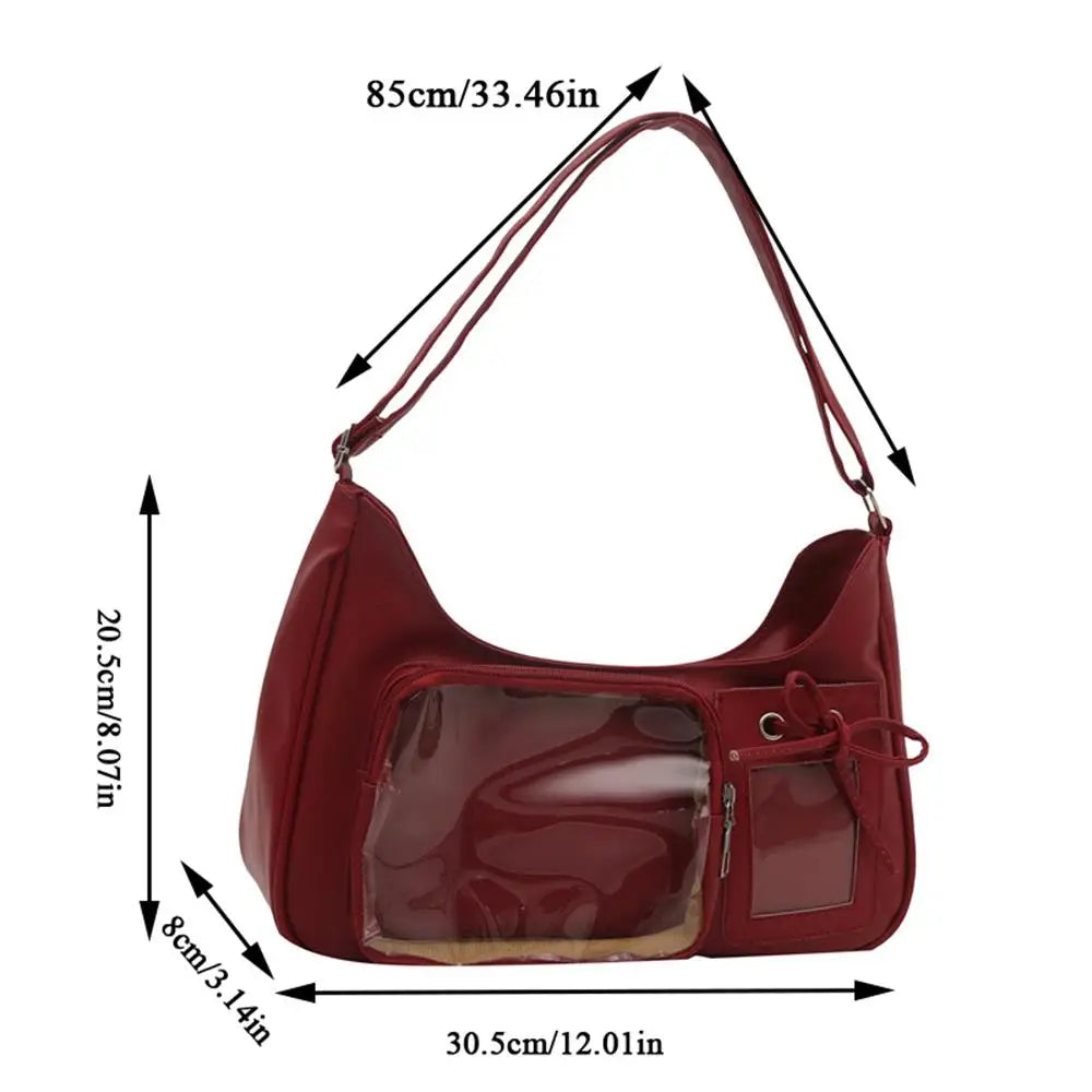 Y2k coreano transparente ita saco meninas doce lolita jk bolsa moda escola crossbody saco harajuku anime crachá exibição sacola