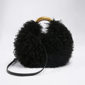 Moda feminina longa pele lã saco praia falso lã pele bolsa de ombro senhoras peles falsas bolsa luxo mongol ovelhas sacos de pelúcia