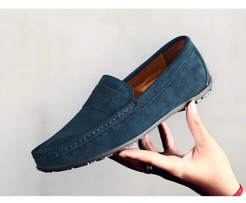 Couro do plutônio camurça de vaca sapatos masculinos marca luxo casual formal mocassins calçados preto masculino sapatos de condução hombres
