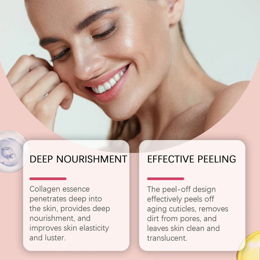 Ouhoe Máscara Peel Off de Colágeno com Pincel de Aplicação Anti Rugas Firmador Hidratante Fácil Descasque Todos os Tipos de Pele Não Irritante Limpo