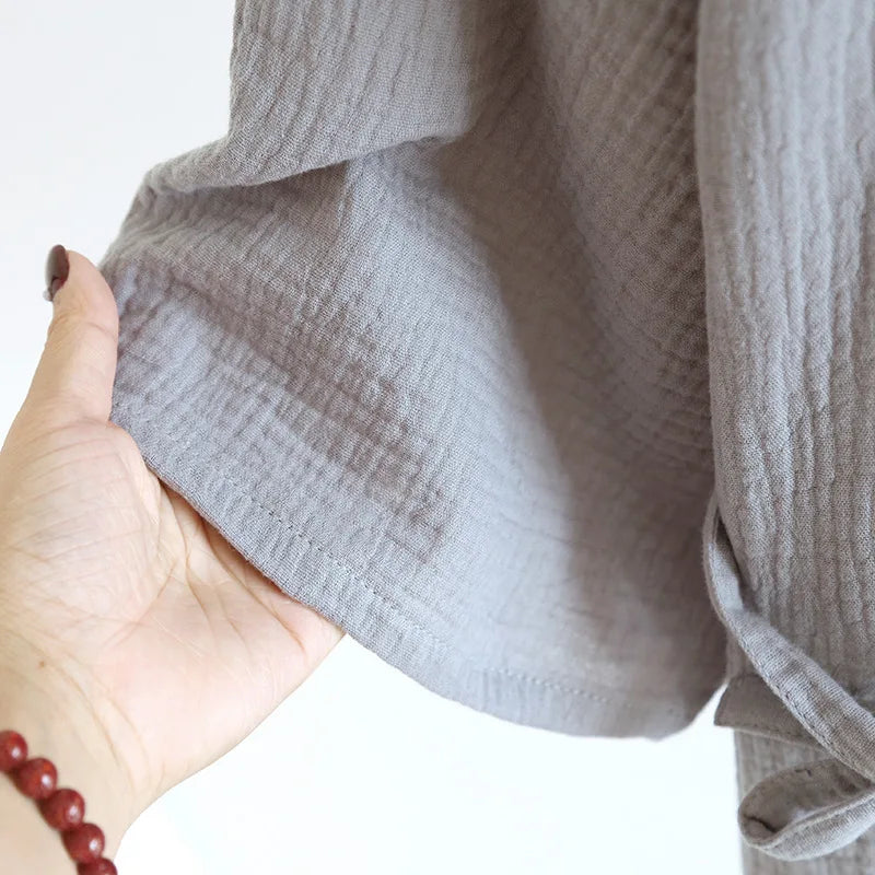 Primavera/outono japonês quimono pijamas masculinos pijamas masculinos gaze fina algodão rendas topo + calças soltas de duas peças homewear