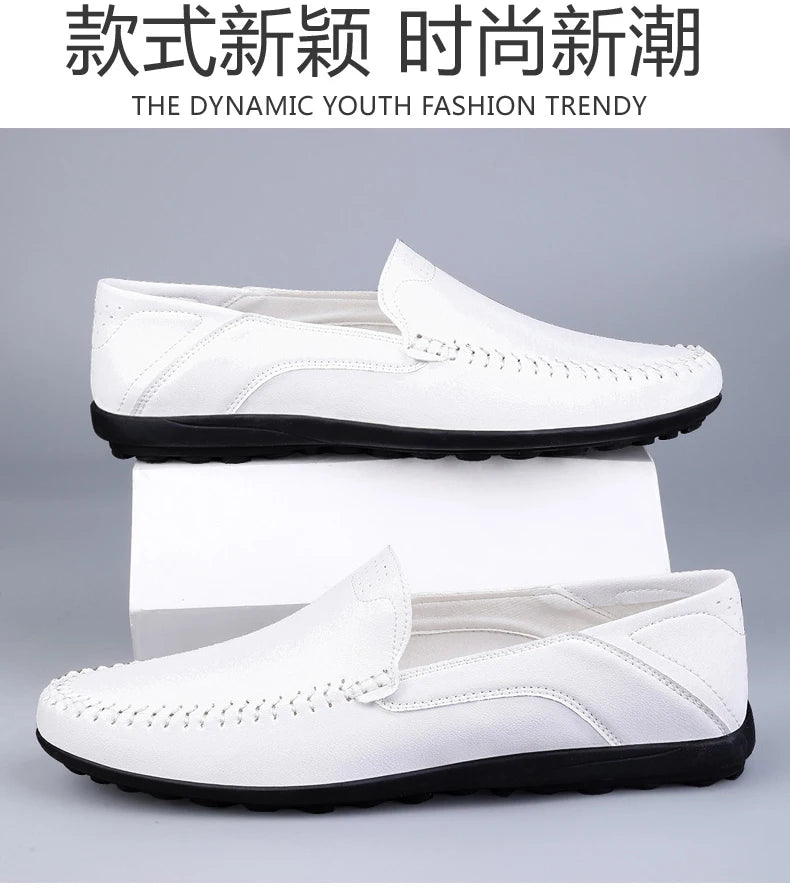 Mocassins Masculinos de Couro Genuíno Slip-On Casuais Estilo Náutico Formais Artesanais Designer 2025 Zapatillas Hombre