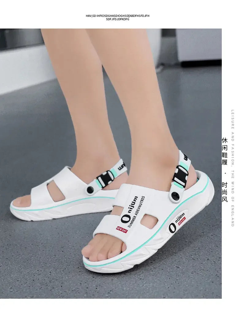 Chinelos de praia masculinos sandálias ao ar livre verão confortável sandálias de praia grosso macio tamancos masculino casual água sapatos de jardim