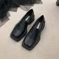 Estilo britânico fundo grosso primavera outono cabeça quadrada retro mocassins sapatos femininos casuais deslizamento na plataforma mocassins senhoras bombas