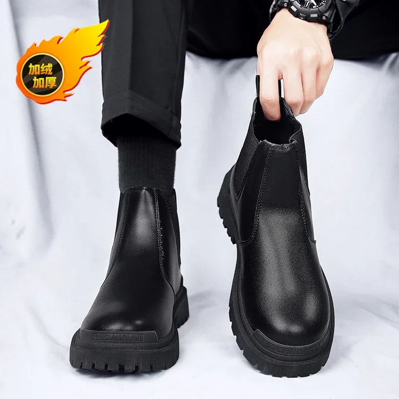 Botas de tornozelo tênis casuais sapatos casuais sapatos de couro masculino tênis mocassins esportes e lazer trabalho wear tênis de outono masculino