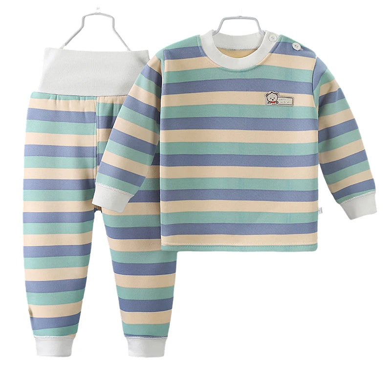 Engrossar quente de pelúcia crianças conjuntos roupas menino menina roupa interior ternos outono inverno crianças clothinn