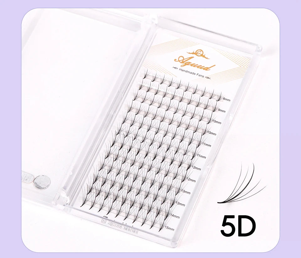 Aguud 3d/5d/7d/9d fino pré-fabricado fãs lash extensão pontiaguda base promade pico fãs cluster cílios volume russo lash extensão