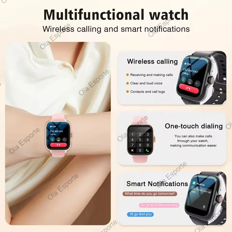 Novo Relógio Inteligente 1.83'' Tela Cheia Bluetooth com Função de Chamada Monitor de Oxigênio no Sangue/Pressão Arterial Smartwatch para Mulheres e Homens Presente de Férias 2026