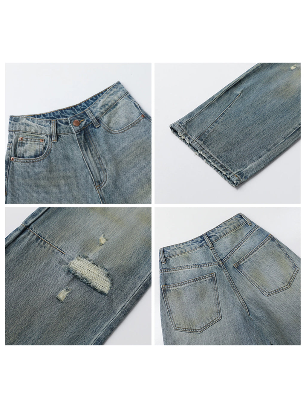 Chic ven retro calças de brim femininas soltas casuais nova cintura alta pernas largas denim calças femininas primavera outono 2025