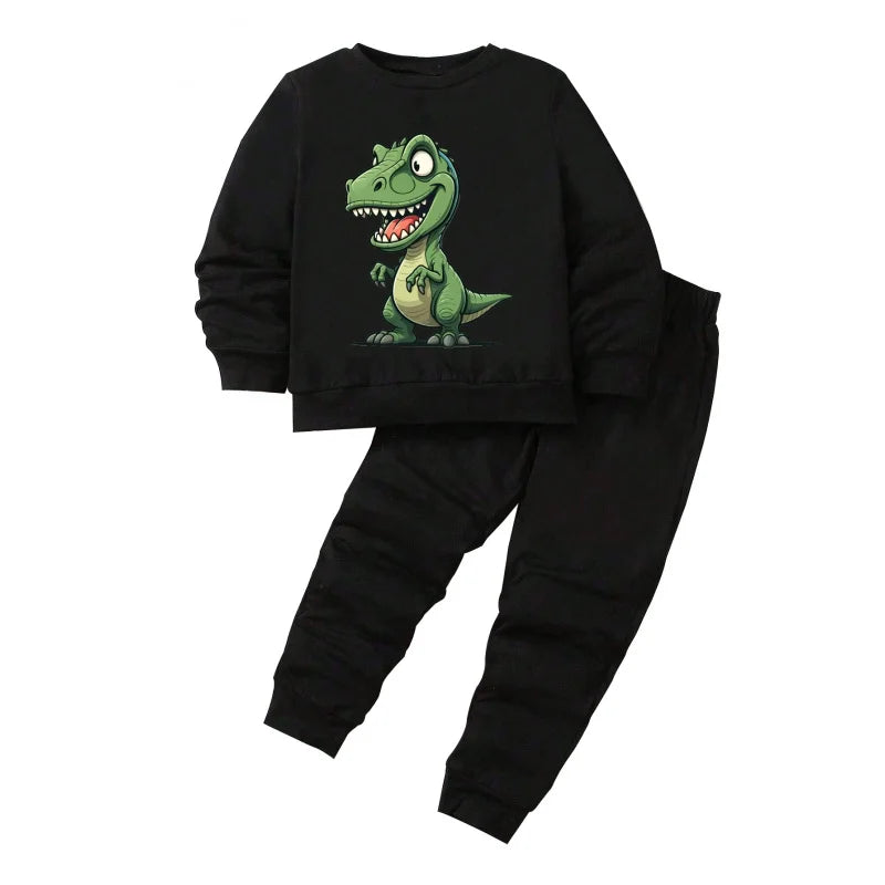 Iurnxb 2 pçs conjunto de roupas infantis meninos dinossauro impressão moletom calças crianças roupas da criança playwear primavera outono 1-6y