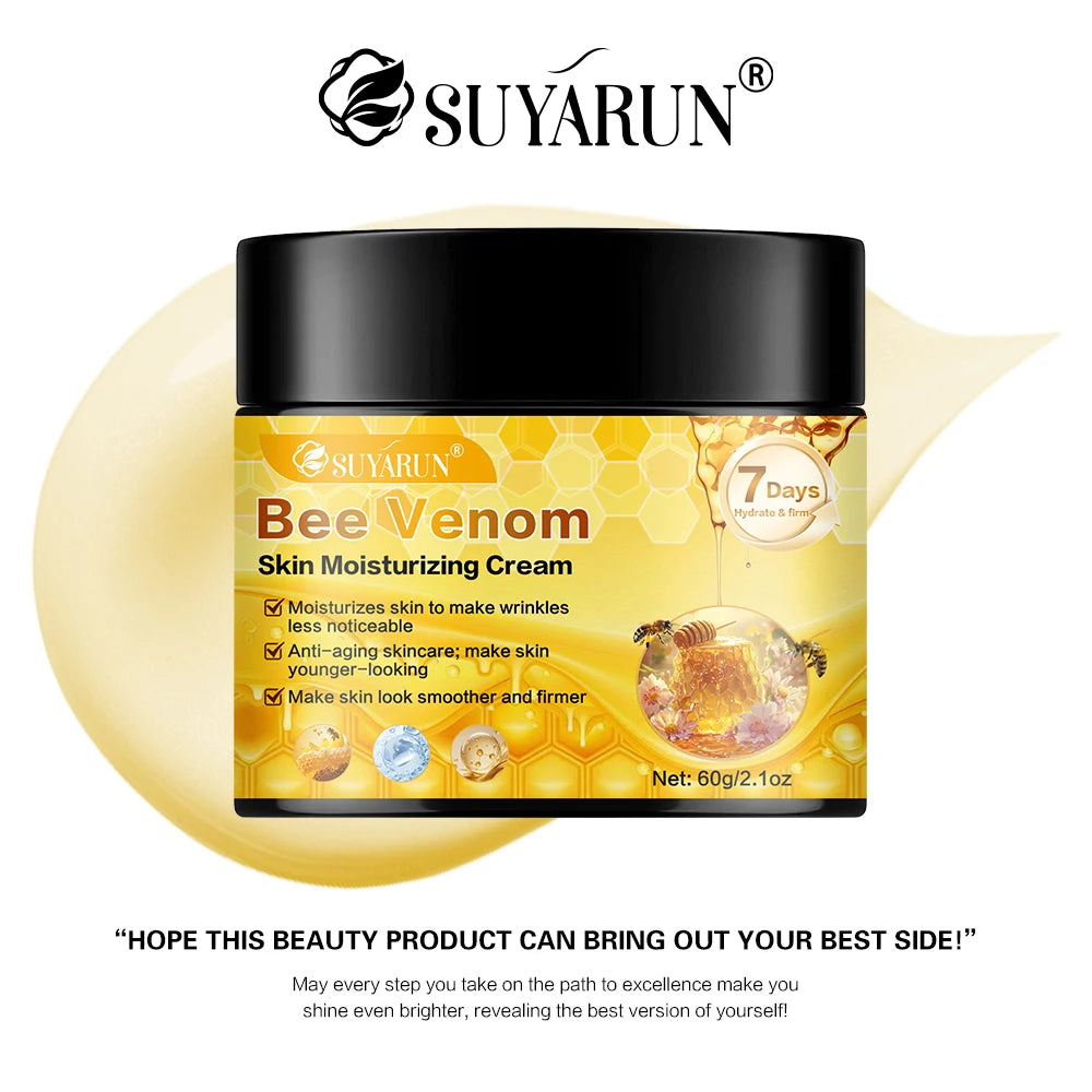 SUYARUN Creme Hidratante de Vêneno de Abelha Cuidados Faciais Antienvelhecimento |   Hidratação profunda e reafirmante Cuidado natural antirrugas para toda a pele.