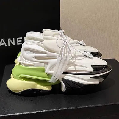 2025 mulheres tênis de plataforma fundo grosso rendas sapatos dedo do pé apontado confortável antiderrapante ao ar livre sapatos de marca para homem