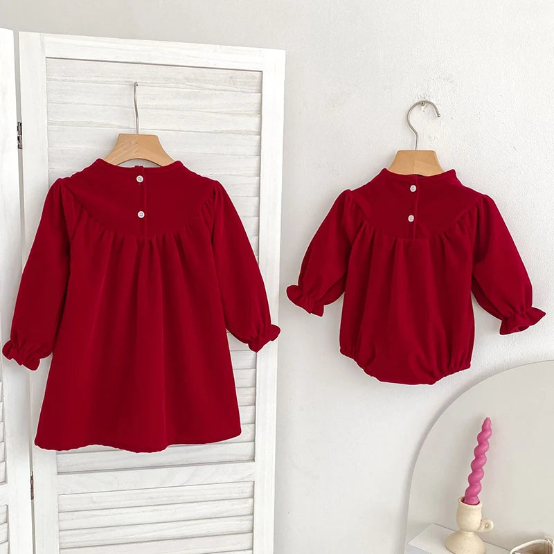 2025 natal crianças roupas de ano novo vestido irmã 0-6yrs menina vestido de festa crianças vestidos de princesa bebê menina macacão