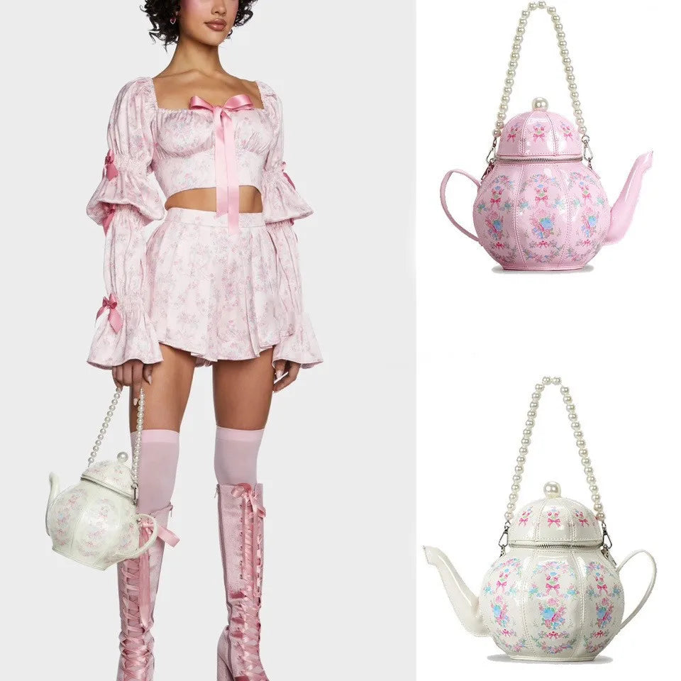 Bolsa mensageiro engraçada em formato de bule, bolsa crossbody legal de ombro único, bolsa multiuso para mulheres e meninas