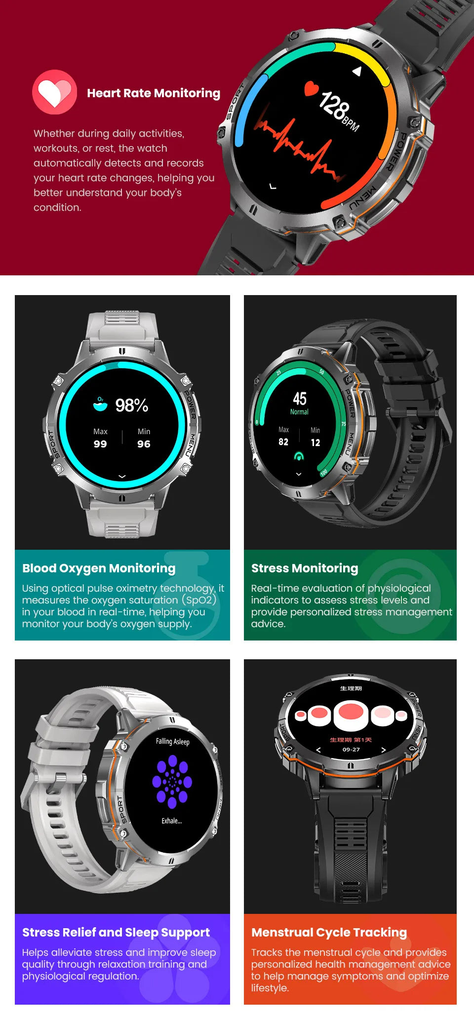 Relógio Inteligente Masculino T REX 3 com Tela AMOLED de 1.73", Bússola, Chamada BT, Resistente à Água 1ATM, Relógios Esportivos para Homens IOS Android 2026