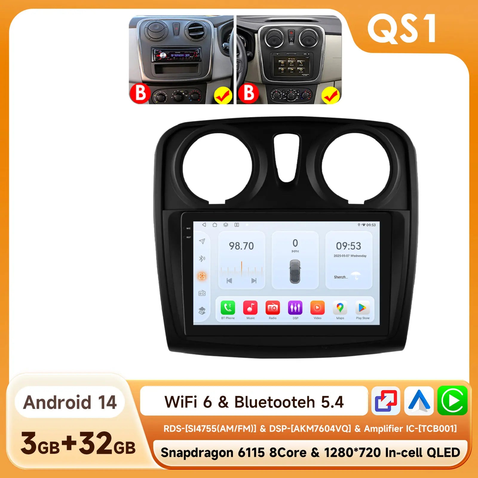 Rádio Android Auto Hizpo para Renault Logan 2 2012-2019 Sandero 2 2014-2019 4G Multimídia Automotiva GPS 2 din Estéreo CarPlay WIFI DSP